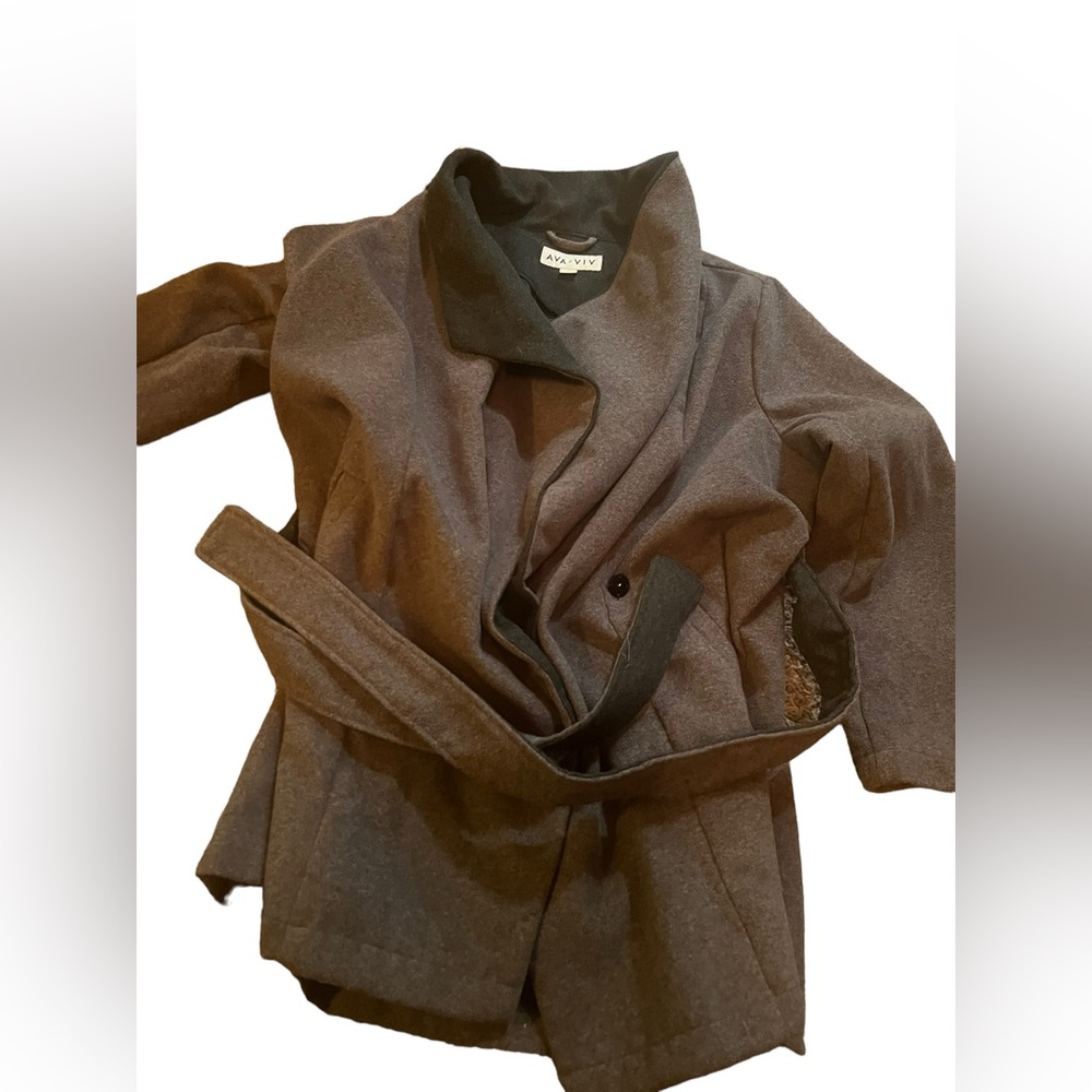Ava & Viv Women Light Gray Peacoat. Size 1X